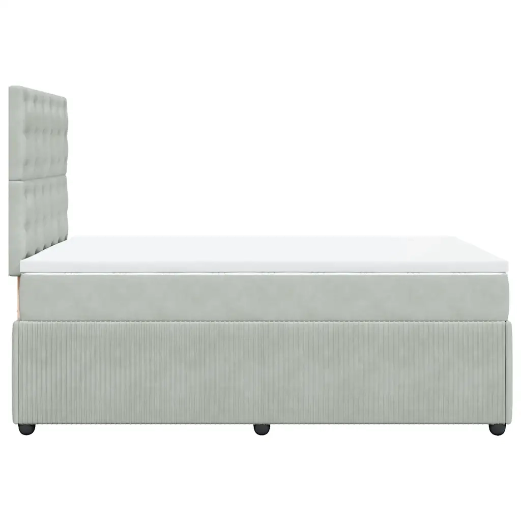 Giroletto a Molle con Materasso Grigio Chiaro 120x200cm Velluto