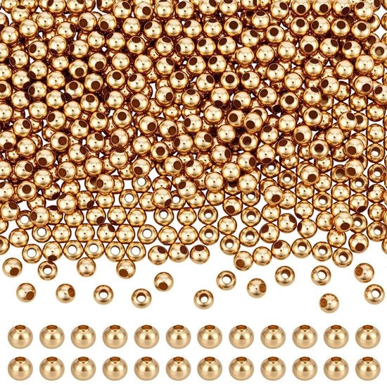 Catenelle a distanza 500 pezzi - 4 mm in acciaio inossidabile - dorato 18 carati - catenelle liscie - bracciali DIY - attività natalizie/Halloween - accessori per gioielli