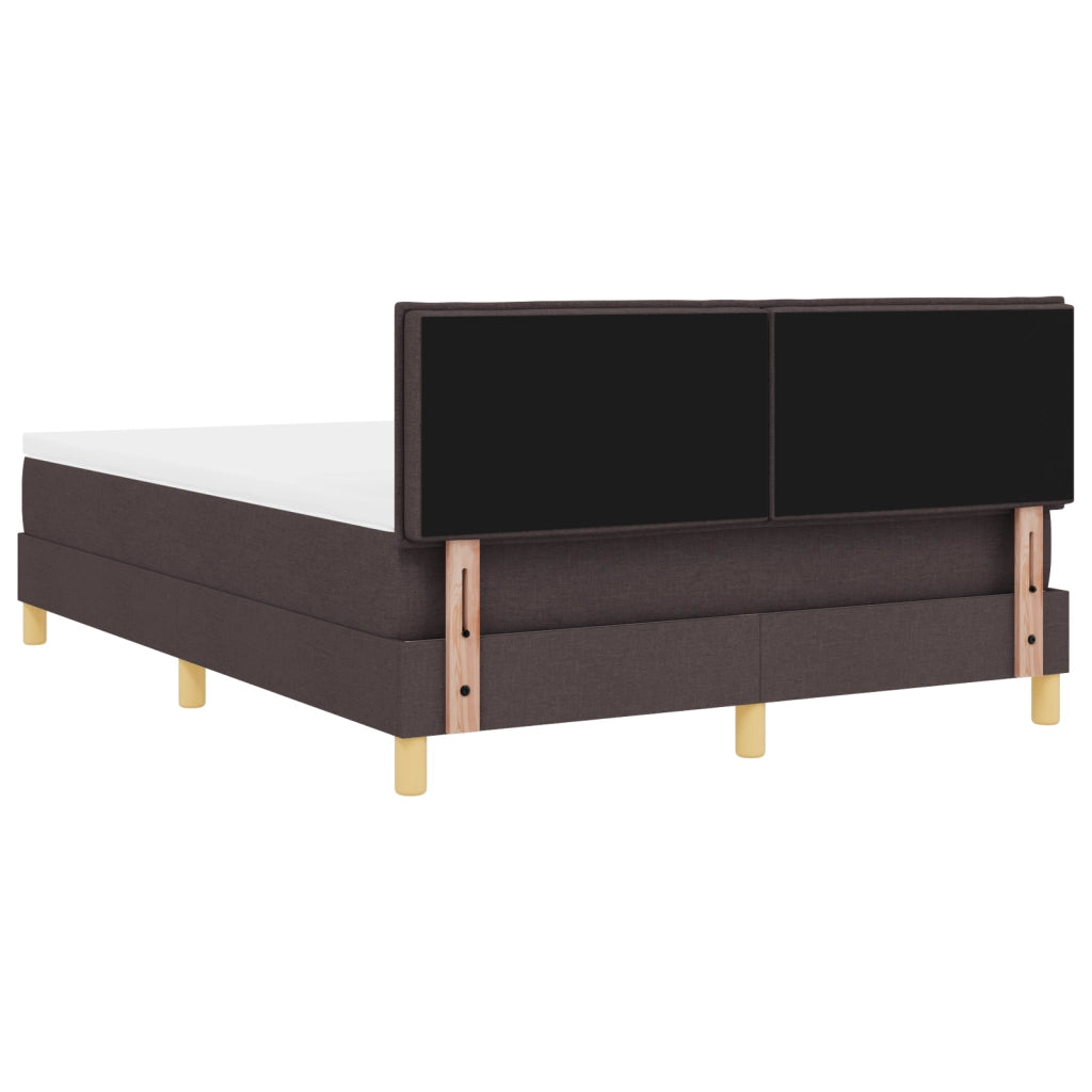 Box Spring Bed con Materasso & LED Marrone Scuro 160x200 cm Tessuto