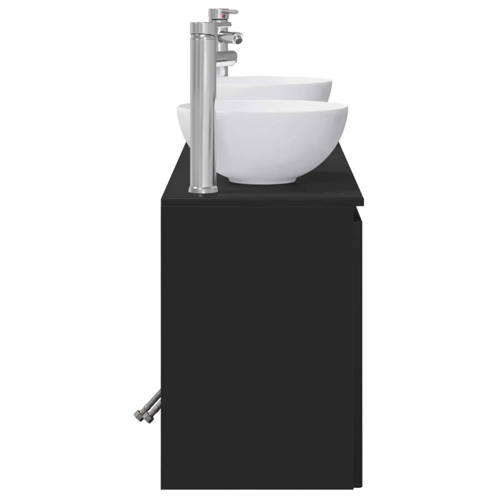 Set di Armadi da Bagno 3 pz Nero 129 x 41 x 80 cm