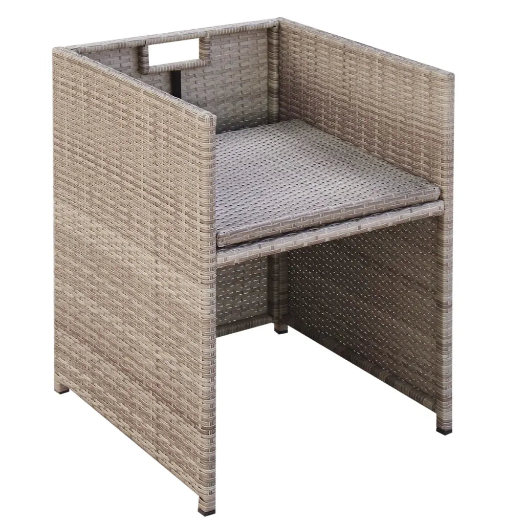 Set da Pranzo da Giardino 9 pz con Cuscini in Polyrattan Beige 42556