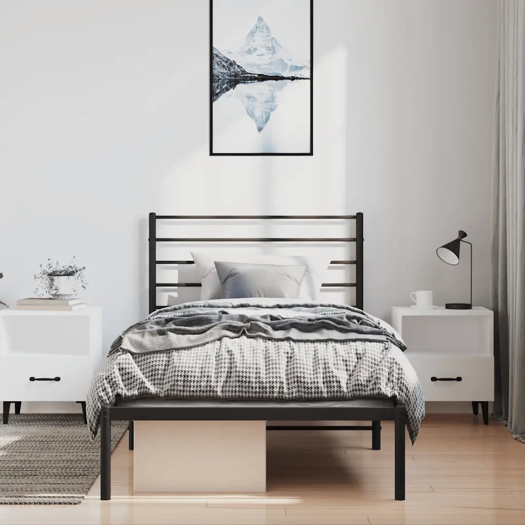Giroletto con Testiera-Struttura Letto con testiera in Metallo Nero 100x190 cm 743596