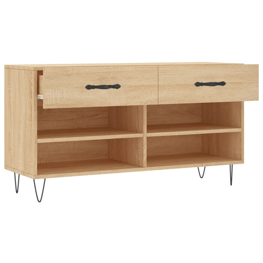 Panca Porta Scarpe | Scarpiera | Mobile per scarpe Rovere Sonoma 102x35x55 cm Legno Multistrato