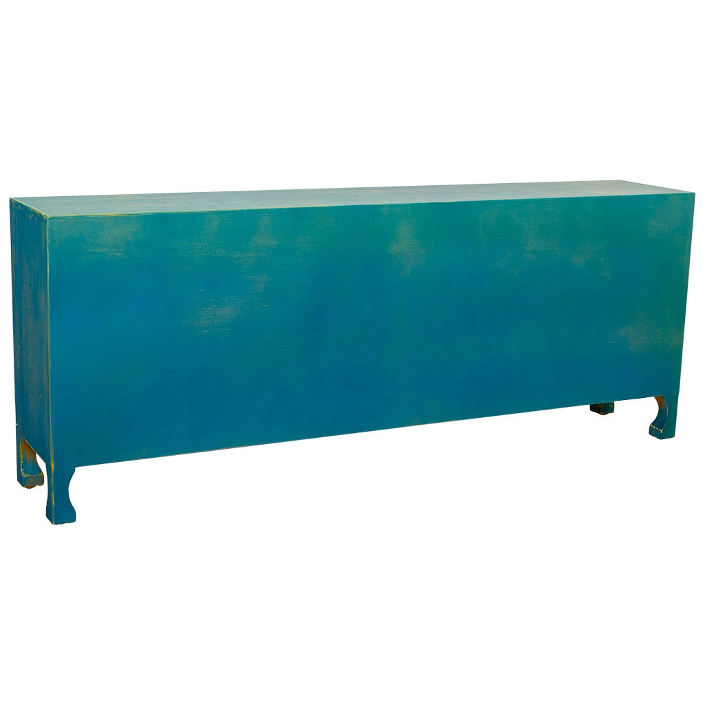 Mobile basso in legno con 6 porte 130x24x51,5