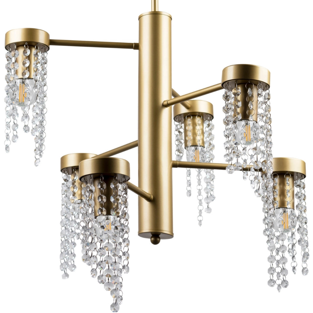 Lampadario dorato con cristalli 6xE27 GEA 316318 Polux