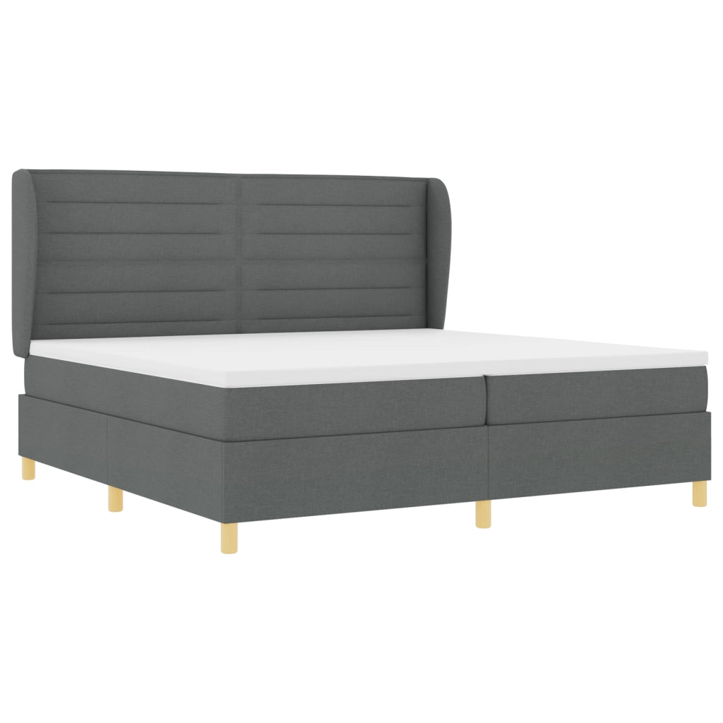 Letto Box Spring  con Materasso Grigio Scuro 200x200 cm Tessuto