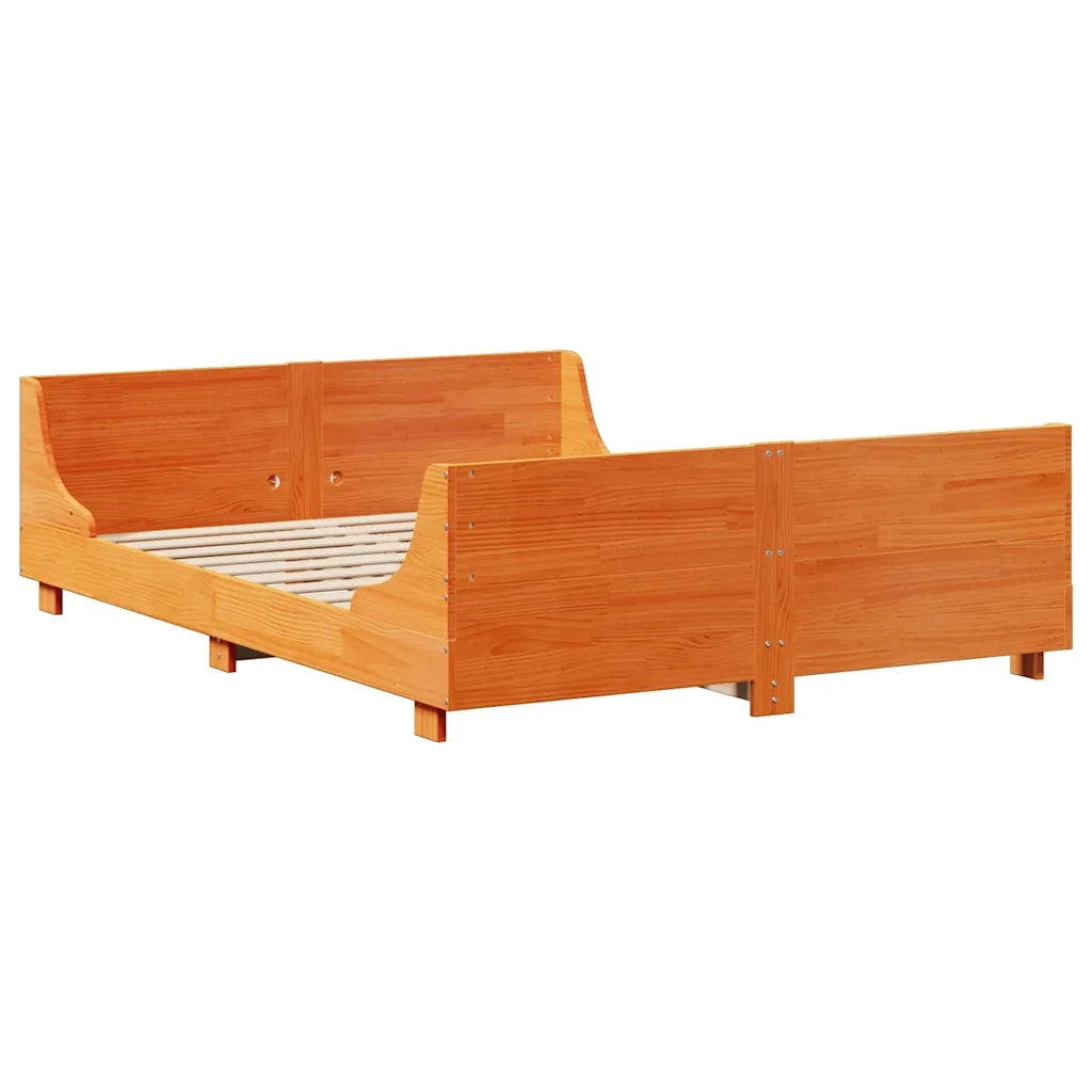 Giroletto senza Materasso Marrone Cera 150x200 cm Legno di Pino