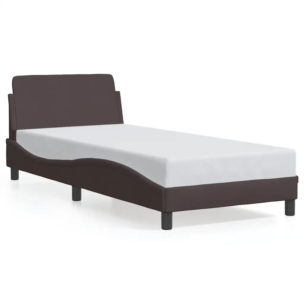 Letto singolo | Letto per adulti | Giroletto Dover Marrone Scuro 90x200 cm Tessuto