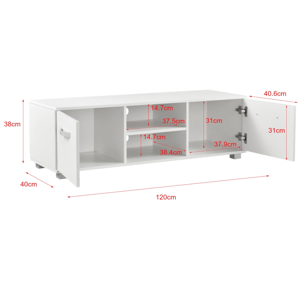 Mobile Porta TV Laugar a 2 Ante e Scomparti 120 x 40 x 38 cm - Bianco [en.casa]