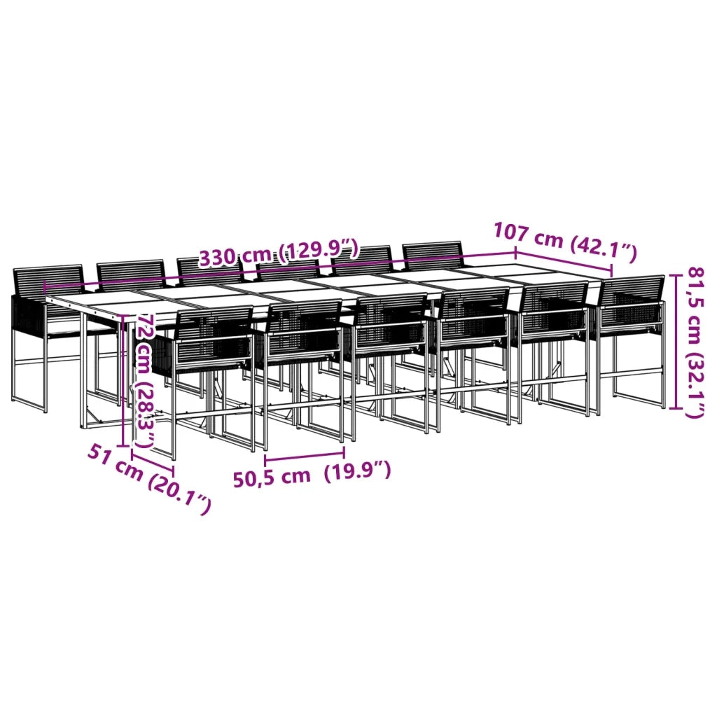vidaXL Set da Pranzo da Giardino 13pz con Cuscini Nero in Polyrattan