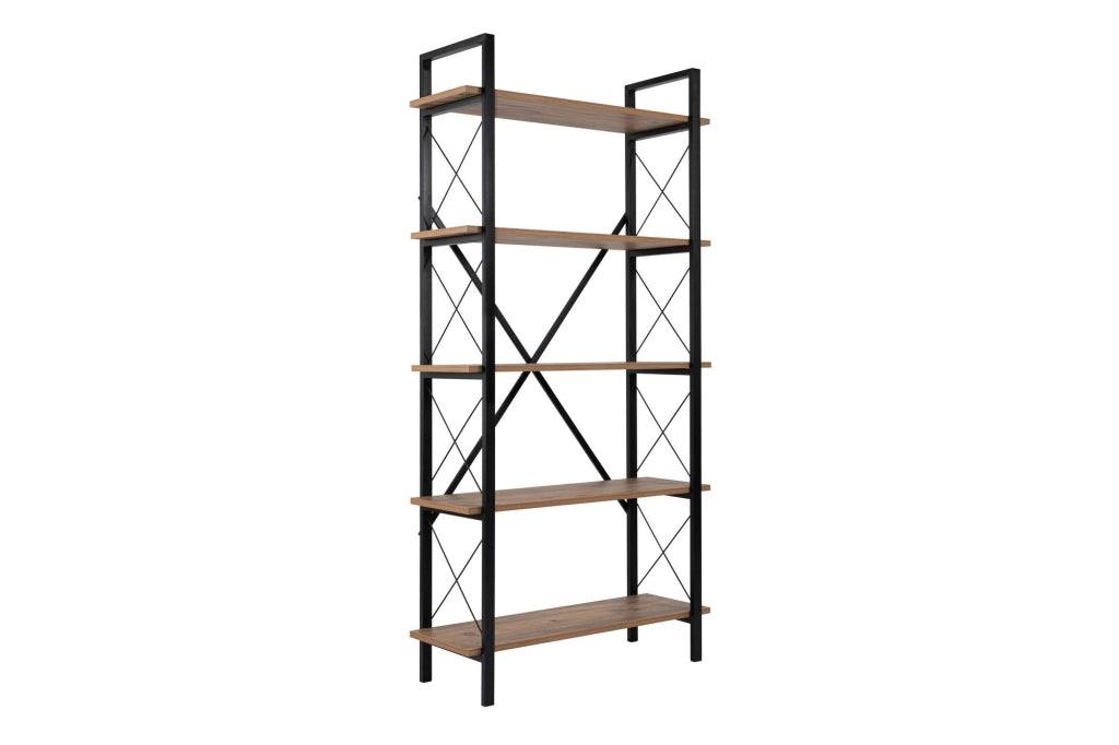 Libreria in legno "Elysian" - 90 x 33 x 180 cm - Pino Atlantico Nero