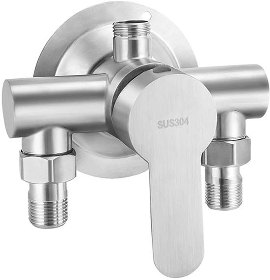 Douchekraan Wandgemonteerd RVS - Douchekraan con Regolatore di Temperatura - 13,5 x 12,8 cm - Douchekop con Regolo di Pressione