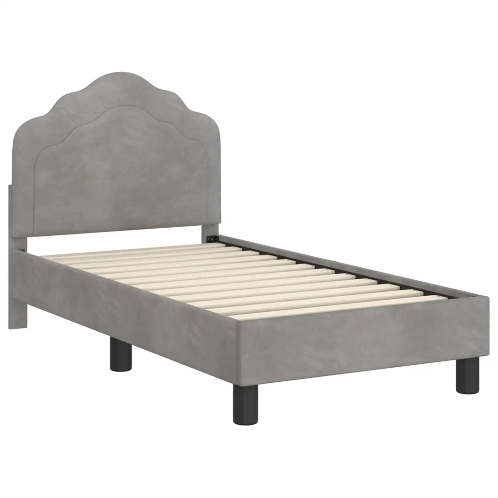 Struttura letto per bambini con testata Grigio Chiaro Velluto