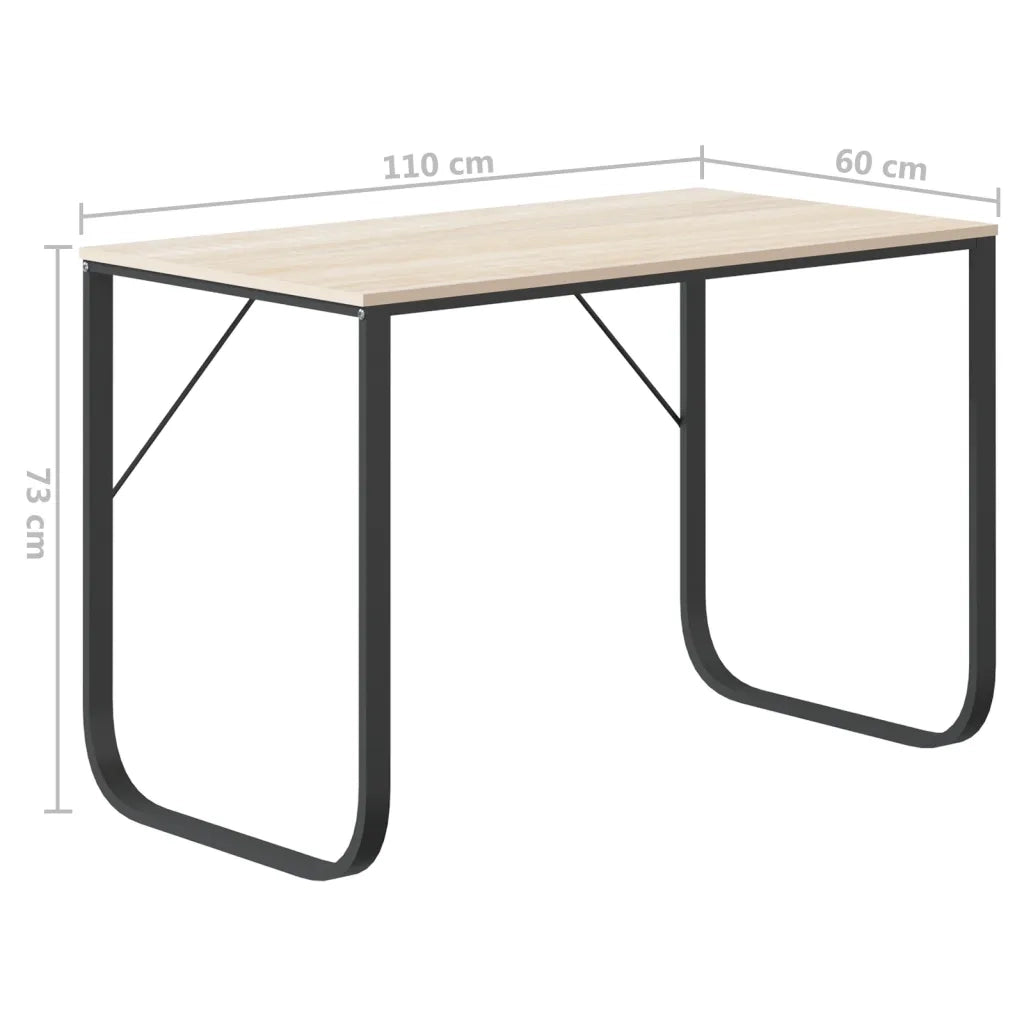 Scrivania Computer Nera e Rovere 110x60x73 cm Legno Multistrato 30203
