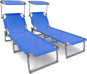 Set di Sedie da Giardino da 2 - Sedile da Giardino - con Ombrello Solare - Ripiegabile & Adattabile - Sedile da Giardino Ergonomico - max. 110 kg - Blu