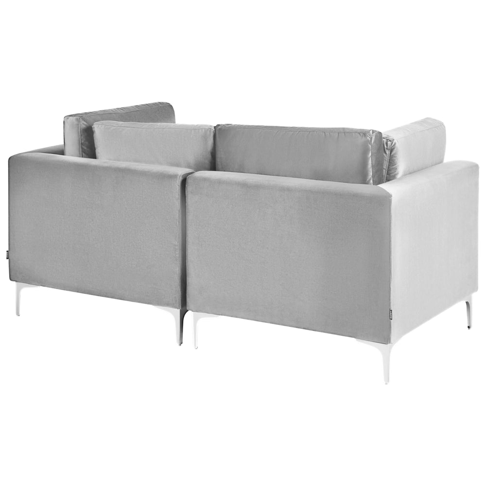 Divano componibile in velluto grigio a 2 posti con gambe in metallo grigio Stile glamour