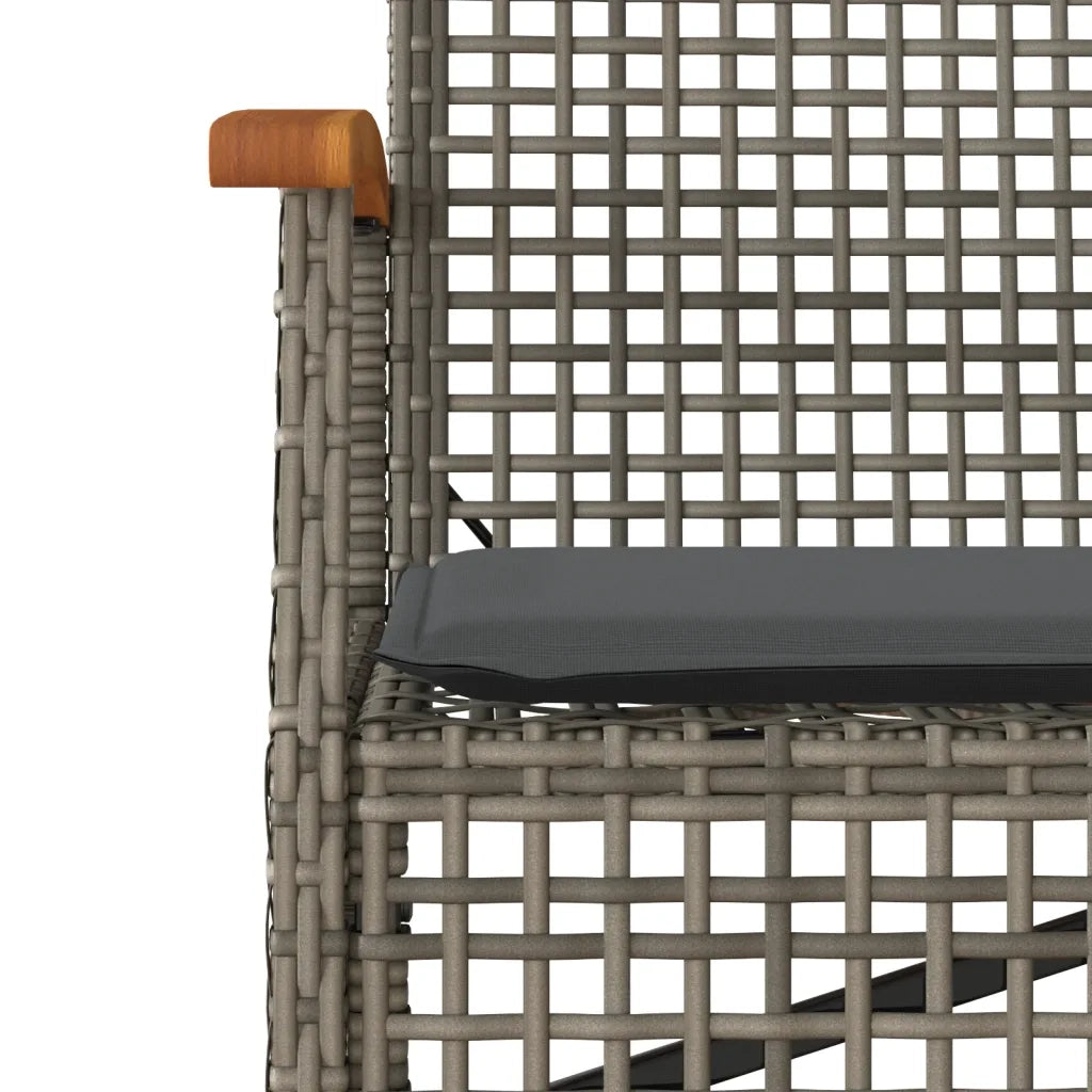 Panca da Giardino con Cuscino Grigia Polyrattan e Legno Acacia 366256