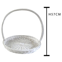 Set 2 Cesti Rotondi Piatti in Vimini con Manico Larghezza 50 cm