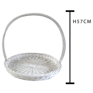 Set 2 Cesti Rotondi Piatti in Vimini con Manico Larghezza 50 cm