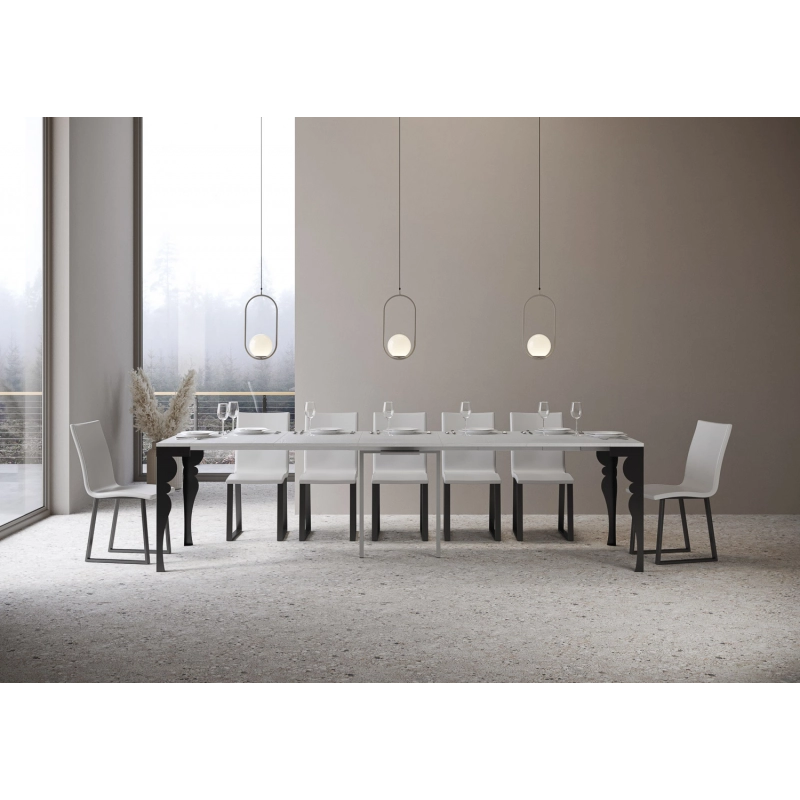 Consolle allungabile 90x40/300 cm Paxon Evolution telaio Antracite - Bianco Frassino