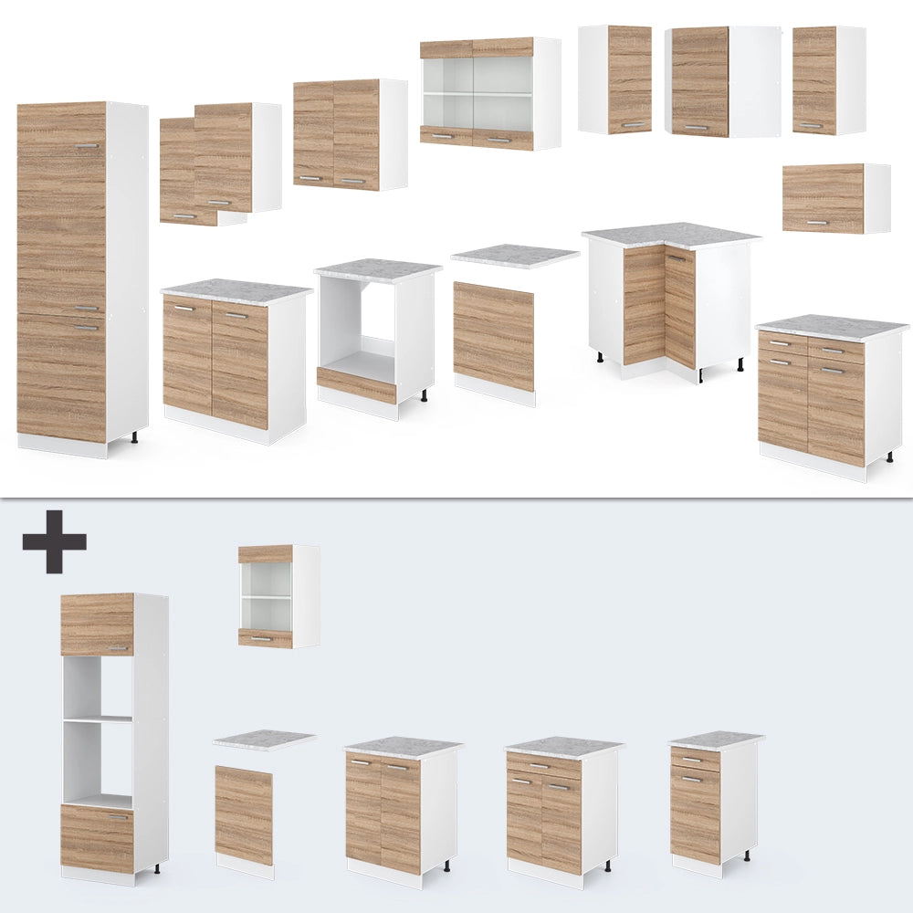 Vicco Cucina angolare completa Sonoma 227 x 287 cm senza piano di lavoro
