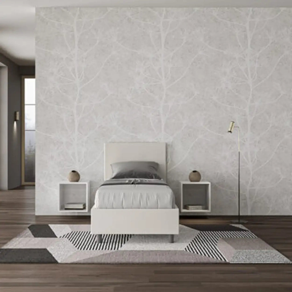 Letto singolo senza rete imbottito 80x200 similpelle bianco Adele