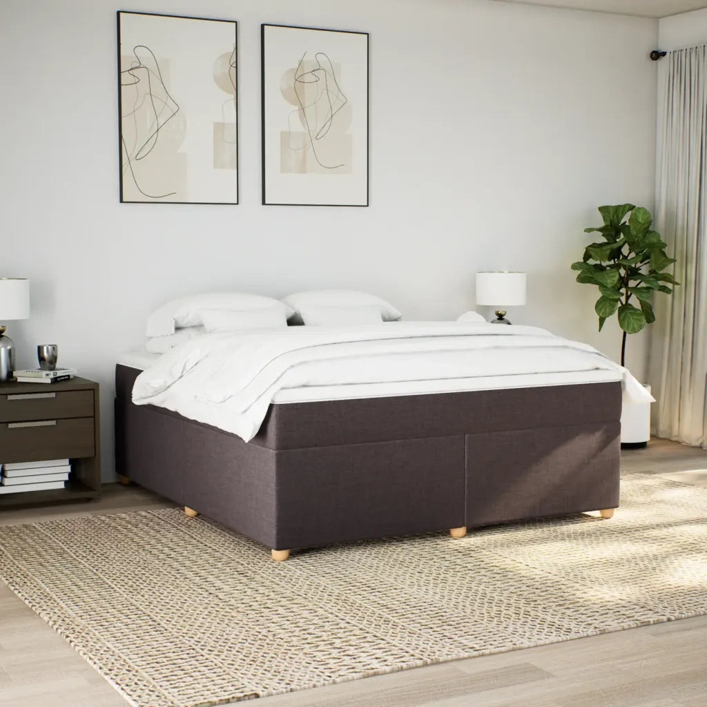 Giroletto a Molle con Materasso Marrone Scuro 180x200cm Tessuto