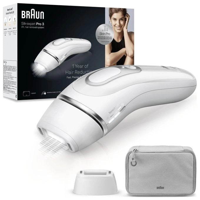 Braun Silk-expert Pro Silk expert Pro 3 PL3020, Epilatore A Luce Pulsata Donna, Per La Rimozione Permanente Dei Peli Visibili A Casa Tua, Bianco/Argento
