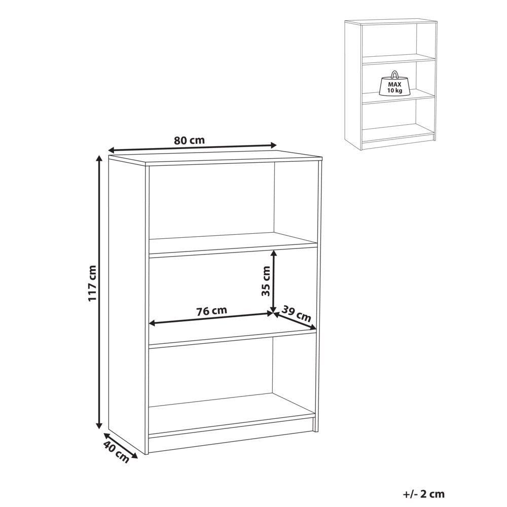 Libreria a 3 ripiani stile minimalista in truciolare  80 x 40 cm Bianca