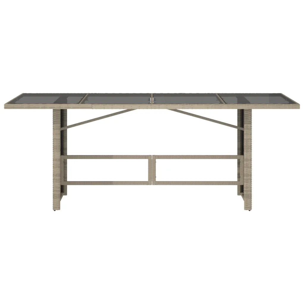 Tavolo da Giardino | Tavolino da esterno Piano in Vetro Grigio 190x80x74cm Polyrattan