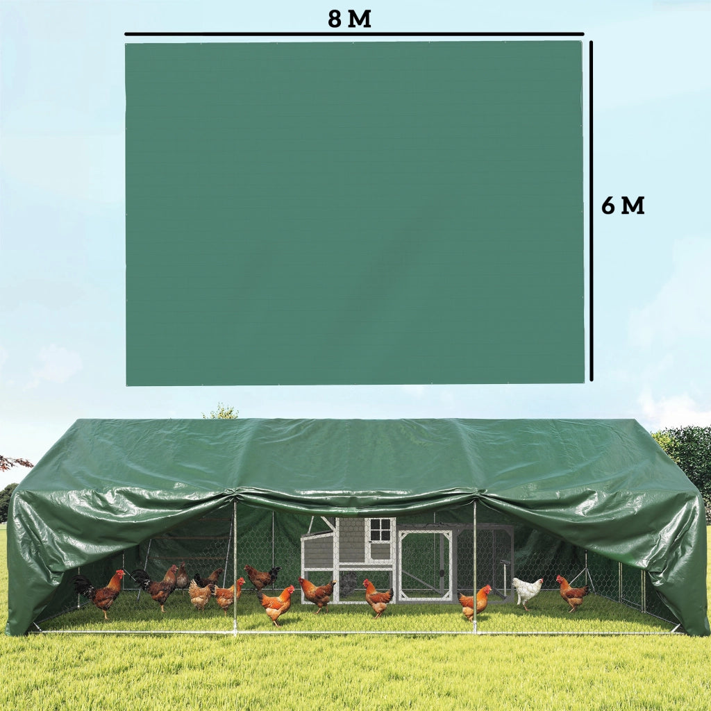 Telo Impermeabile 6x8 m con 28 Occhielli per Fissaggio in PE Resistente agli Strappi da 90 GSM Verde