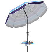 Ombrellone da Spiaggia con Tavolino e Portabicchieri, in Metallo e Poliestere, ?198x214 cm, Multicolore