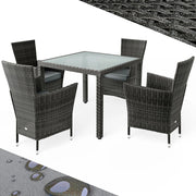 ® Set di Mobili da Giardino 4 Sedie Impilabili con Cuscini e Tavolo 90x90cm Polyrattan Balcone Terrazza