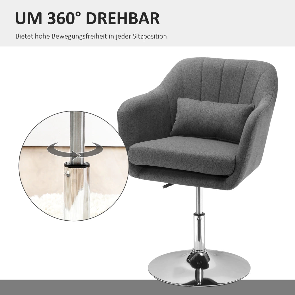 Chaise de bureau girevole e regolabile in altezza con supporto lombare e braccioli in poliestere grigio scuro