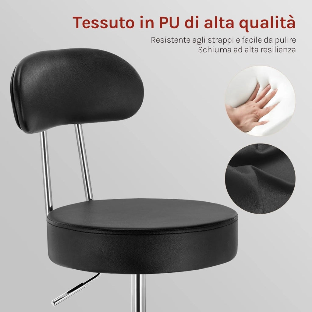Sedie Ufficio Sedia da Scrivania Sgabelli con Schienale PU Cromato Girevole Moderno Nero 1 Pz