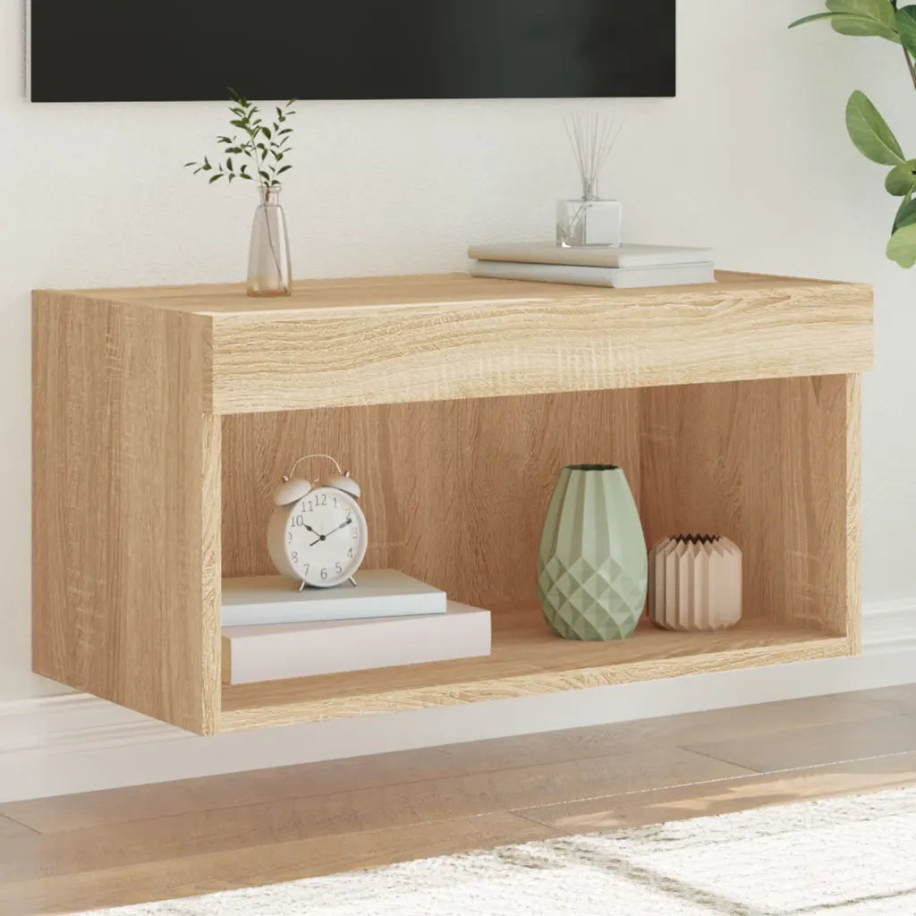 Mobile Porta TV con Luci LED-Mobile per TV-Credenza TV Rovere Sonoma 60x30x30 cm