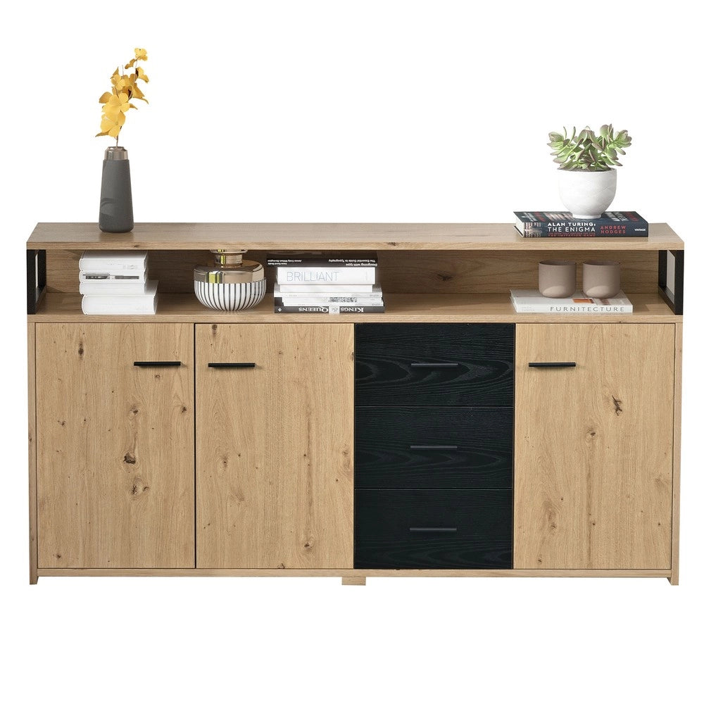 Credenza Industriale 3 Ante e 3 Cassetti con Maniglie in Metallo ¨C MINIMAL ¨C 150x35x75.9cm