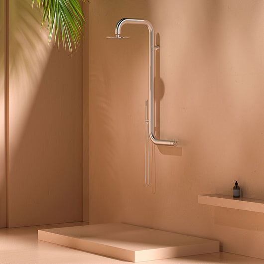 Doccia da Giardino in Acciaio Inox Installazione a 3 Punti a Parete Sined Cabras