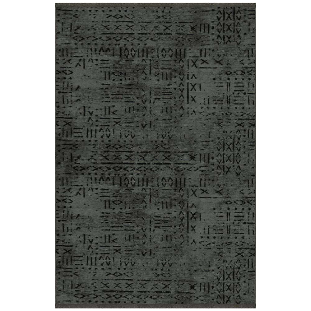 Tappeto ciniglia decorazione geometrica 160x230 antiscivolo Vadi colore antracite
