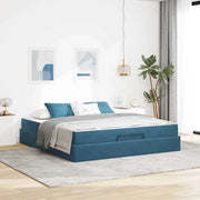 Struttura letto con materasso con materasso 2 pcs Blu Velluto