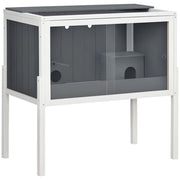 Gabbia per Criceti in Legno con 2 Porte Acriliche ¨C zephmum ¨C 82x45x81 cm Grigio Scuro