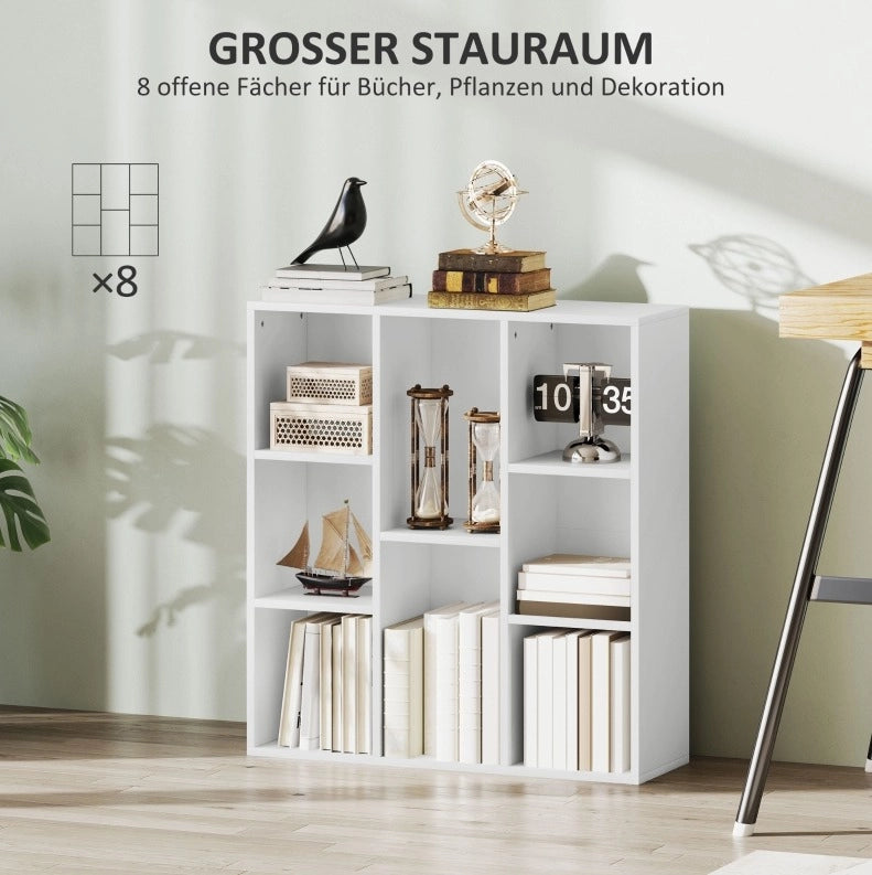 Libreria a 8 cubi in legno bianca 74,3 x 24 x 80 cm