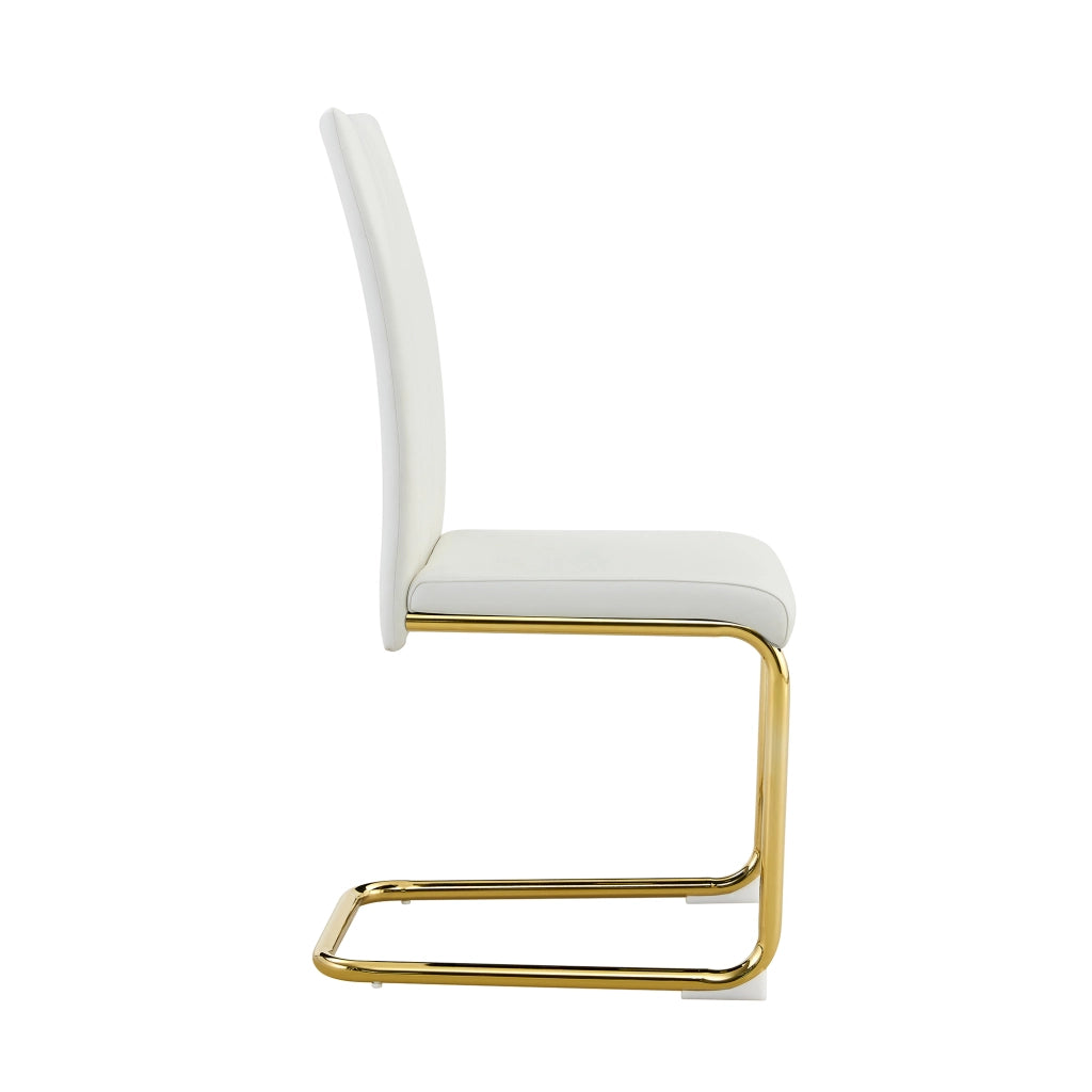 Sedia da Pranzo in Ecopelle ¨C MINIMAL ¨C Bianca, Struttura Metallo Oro