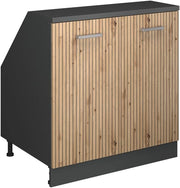 Mobile sottotetto Rion, Rovere artigianale, 80 x 81.6 cm con 2 porte, carcassa 60 cm profondità, adatto per il salvaspazio sotto tetti spioventi