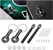 Kit di Blocco Pin per Capotto Motore Universale - Alluminio - Nero - Duraturo - 25 x 15 x 2 cm - 1 Pezzo - Protezione Area Motore - Blocco Capotto Motore