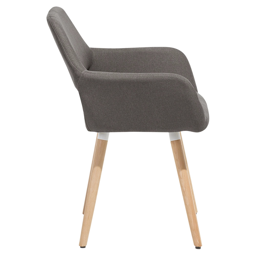 Set di 2 Sedie da Pranzo Rivestimenti in Tessuto Taupe Gambe in Legno Chiaro Stile Moderno Eclettico
