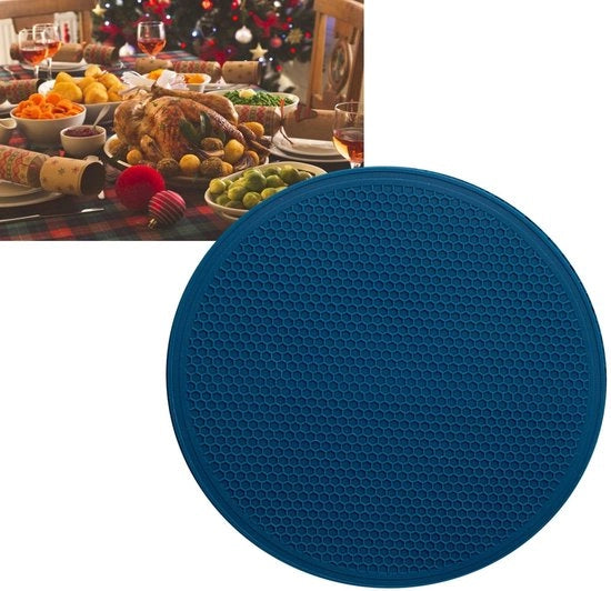Sottopiatto termoresistente - Silicone - Antiscivolo - Disegno a graticola in acciaio - 30 cm - Facile da pulire - Placemat