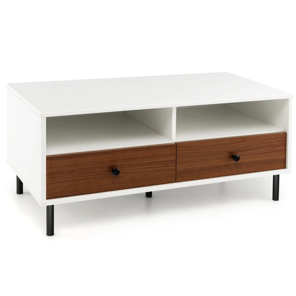 Tavolino multifunzionale 95 x 48 x 45 cm con contenitore ergonomico e design elegante in MDF bianco 20_0013747