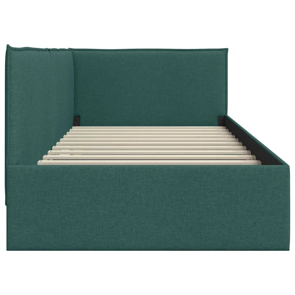 Cornice del letto ad angolo Verde Scuro 80 x 200 cm Tessuto