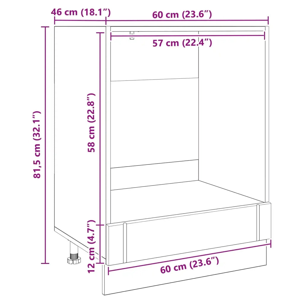 Armadio per forno LUCCA Rovere Nero 60 x 46 x 81,5 cm